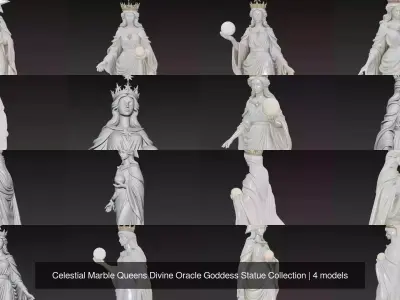 Celestial Marble Queens Divine Oracle Goddess Statue Collection 3D Model Pack