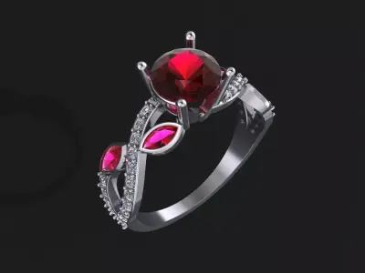 Edwardian style ring with round gem 8mm for CNC or  3D print model
