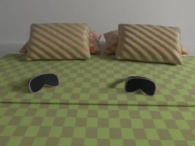 Bed pillow and sleeping glasses 3D model