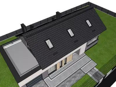 Modern House 3D Model with Wooden Facade Accents 3D model