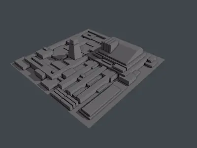 25 Modular Sci-Fi City Block Set Low-poly 3D model