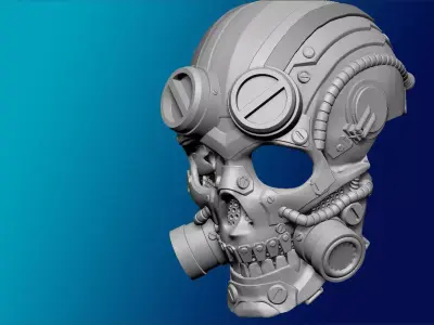 metal skull cyborg army airsoftgun mask 3D print model