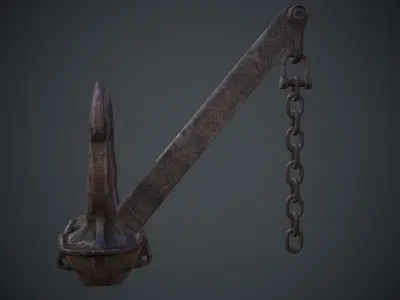 Archor model anchor with chain Low-poly 3D model