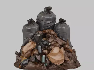 Trash Pile Garbage Bags Low-poly 3D model
