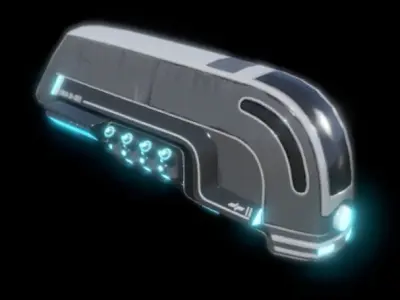 Sci-fi train with wagon Low-poly 3D model