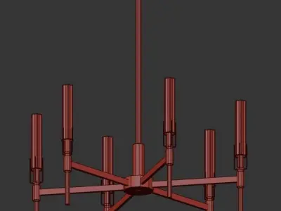 Flambeau six light chandelier gold 3D model