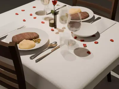 Romantic Dinner Dining Set  3D model