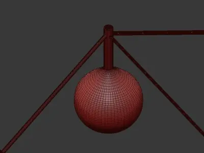 borosilicate chandelier with five glass balls hanging from it 3D model