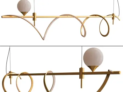 COURT three gold pendant lights hanging from ceiling 3D model