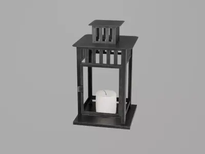 Square Metal Candle Holder Lantern Low-poly 3D model