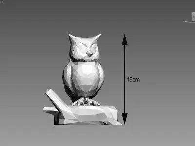 Owl low-poly 3d model Cyborg Decorative animal 3D print model