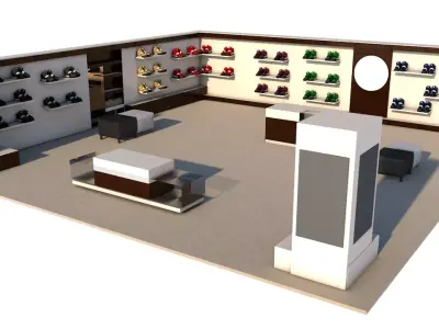 store shoe with shelves and racks 3D model
