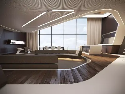 SciFi Home Interior Low-poly 3D model