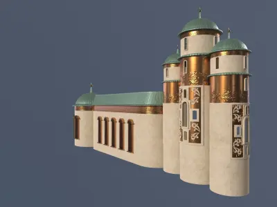 Modular Old  temple Low-poly 3D model