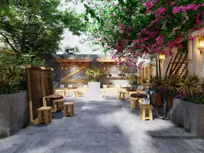 Retro style  artistic courtyard 3D model