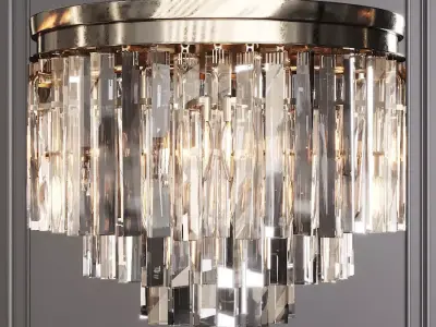 RH 1920S ODEON CLEAR GLASS FRINGE 3-TIER FLUSHMOUNT Nickel 3D model