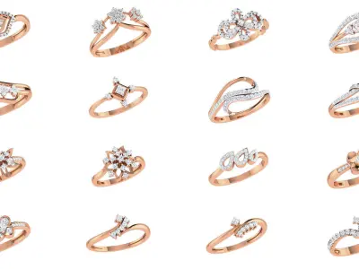 271 Minimilistic Light Wt Women Diamond Ring 3dm render details  3D Model Pack