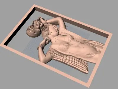 Door flower 3D relief STL Model for CNC woodworking carving E320 3D model