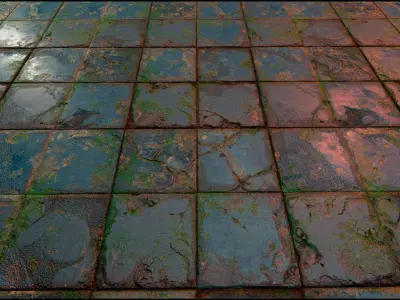 Old Floor Tiles - PBR materials Texture Texture