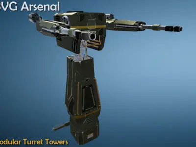 Modular Turret Tower - HQ Low-poly 3D model