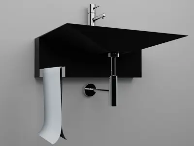 Sink bathroom black Low-poly 3D model