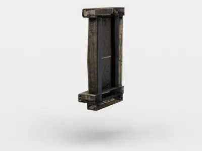 Window wooden door with metal frame Low-poly 3D model