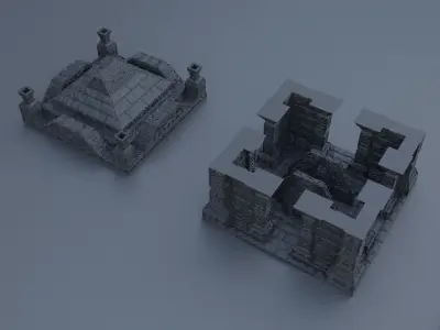 Jungle Temple Tabletop Terrain 28 mm 3D print model