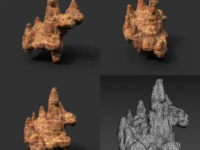 Low poly Mossy Cave Modular Floor Pack Low-poly 3D model