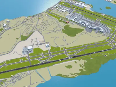 Rio De Janeiro Tom Jobim International Airport 12km Low-poly 3D model