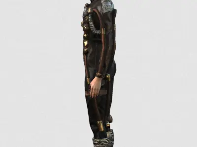 Rigged Woman Steam Punk Character Low-poly 3D model