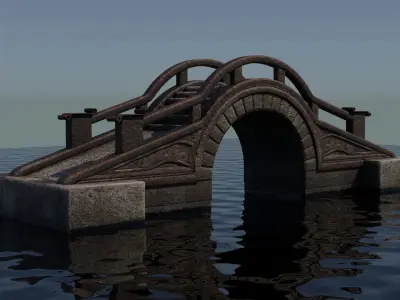 Chinese Stone Arch Bridge for Gardens 3D model