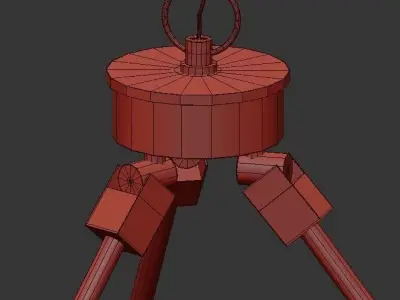 Candle circular chandelier in brass with glass shades 3D model