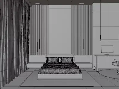 Bed Room 04 - Baked Low-poly 3D model