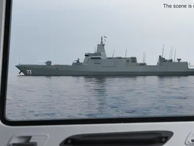  Naval Destroyer with Transport Helicopter 