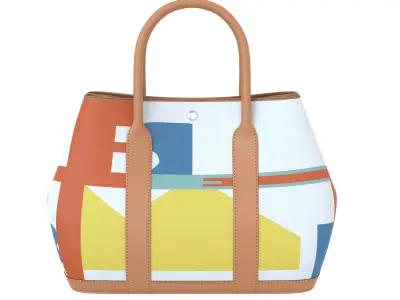 Hermes Garden Party Bag Orange Print Low-poly 3D model