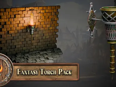 Blender 20 Massive Fantasy Torches Asset Pack 3D model