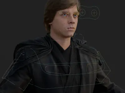 Luke Skywalker 3D Model Mandalorian Rigged Cape Blender FBX OBJ Low-poly 3D model