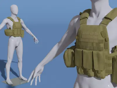  Ranger Plate Carrier with Pouches on Mannequin Green 