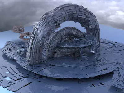 Genma Temple sci fi Structure kitbash extended 4  3D model