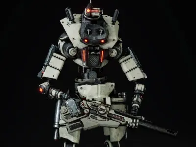 Etasphera14 humanoid robot with gun Low-poly 3D model