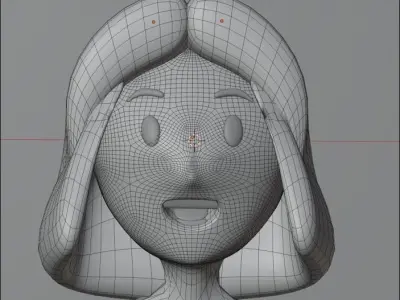 UI Stylised girl charecter head 3D model