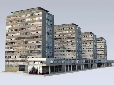 Slum Residential Towers Low-poly 3D model