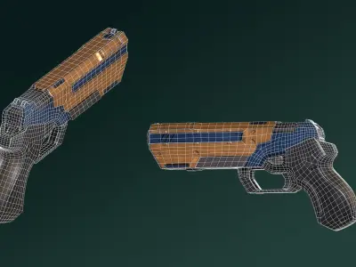 Sci-fi Pistol Low-poly 3D model 12