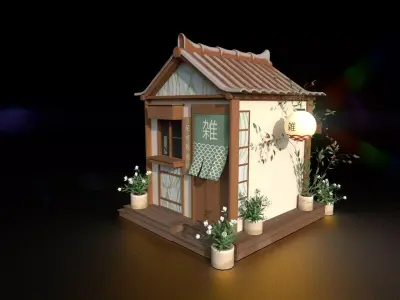 Stylized Japanese  Convenience Store Diorama Low Poly 3D Model  Low-poly 3D model
