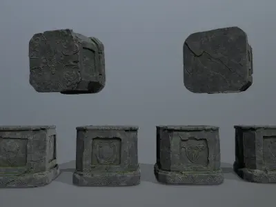 Ruin set Low-poly 3D model