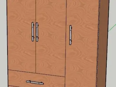 Wardrobe with doors and drawers Free 3D print model