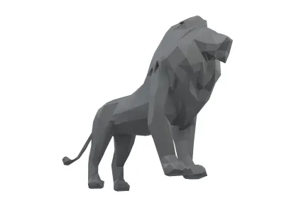 Low Poly Lion Statue v1 001 Low-poly 3D model