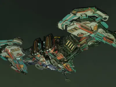 Spaceship Low-poly 3D model - Low-poly and Textured