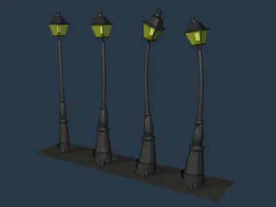 Streetlamp four street lamps 3D model