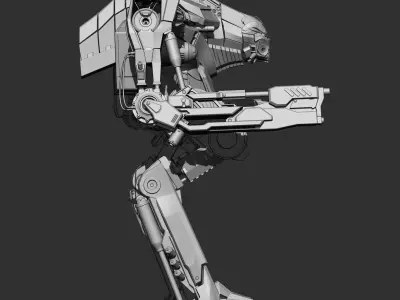 Robot Mech Bi-ped character rigged  3D model